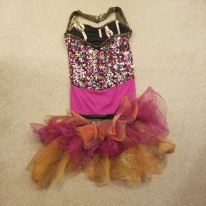 WEISSMAN girl's dance costume bodysuit spandex 2-piece- skirt & bodice